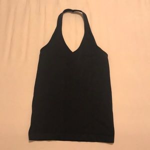 Black nylon halter top